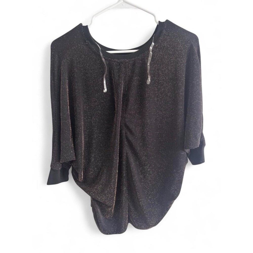 Women's Shimmer Knit Dolman Sleeve Top - Black (S)